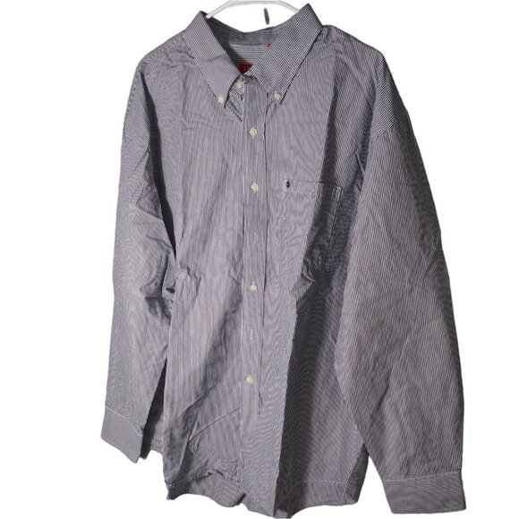 Izod Other - Men's Long Sleeve Gray Stripe Izod Dress Shirt Size XXL